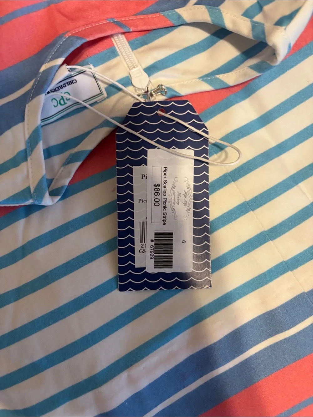 Classic Prep Girls Sleeveless Striped A-Line Dress in Blue, White & Pink